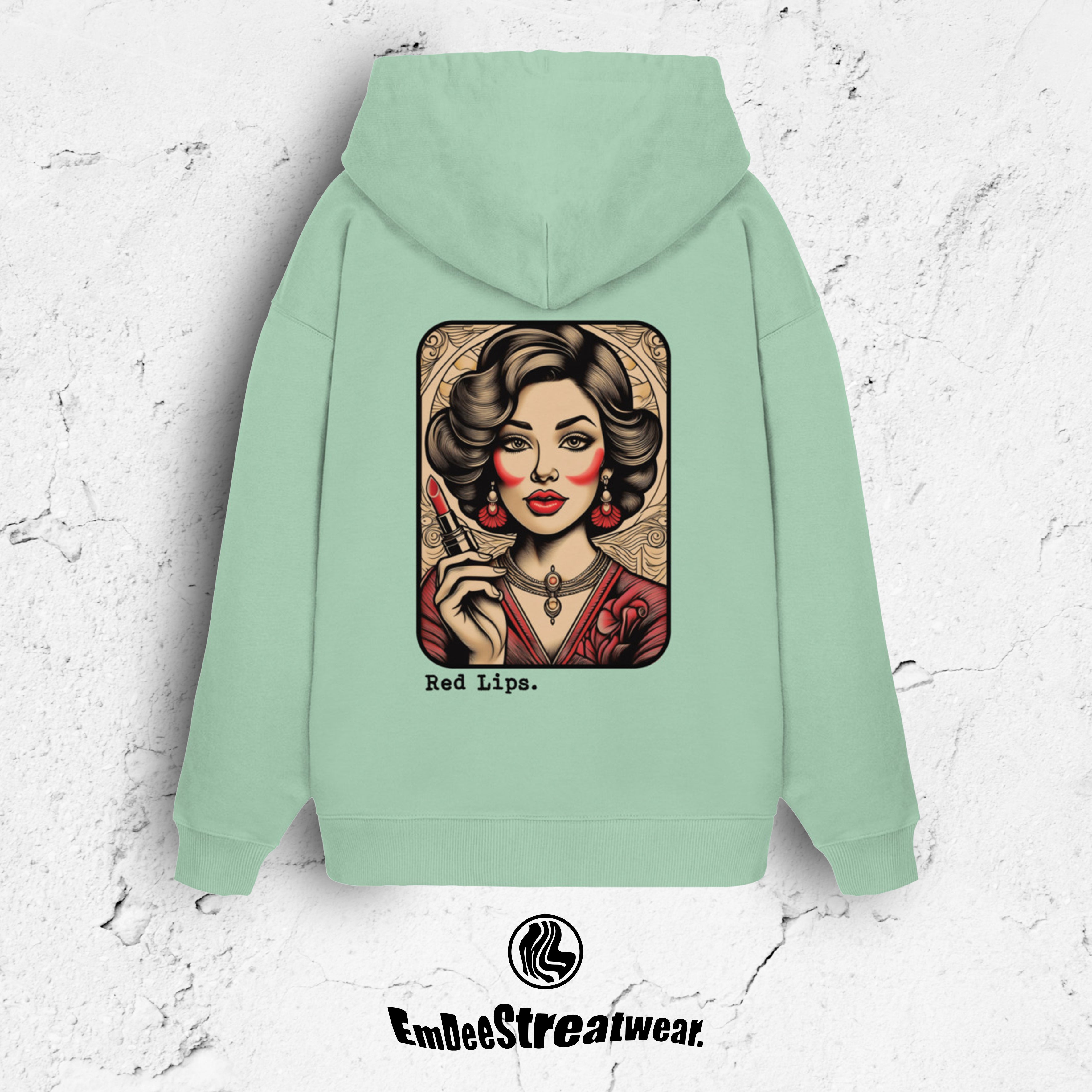 Crimson Lips  - Unisex Oversized Organic Hoodie