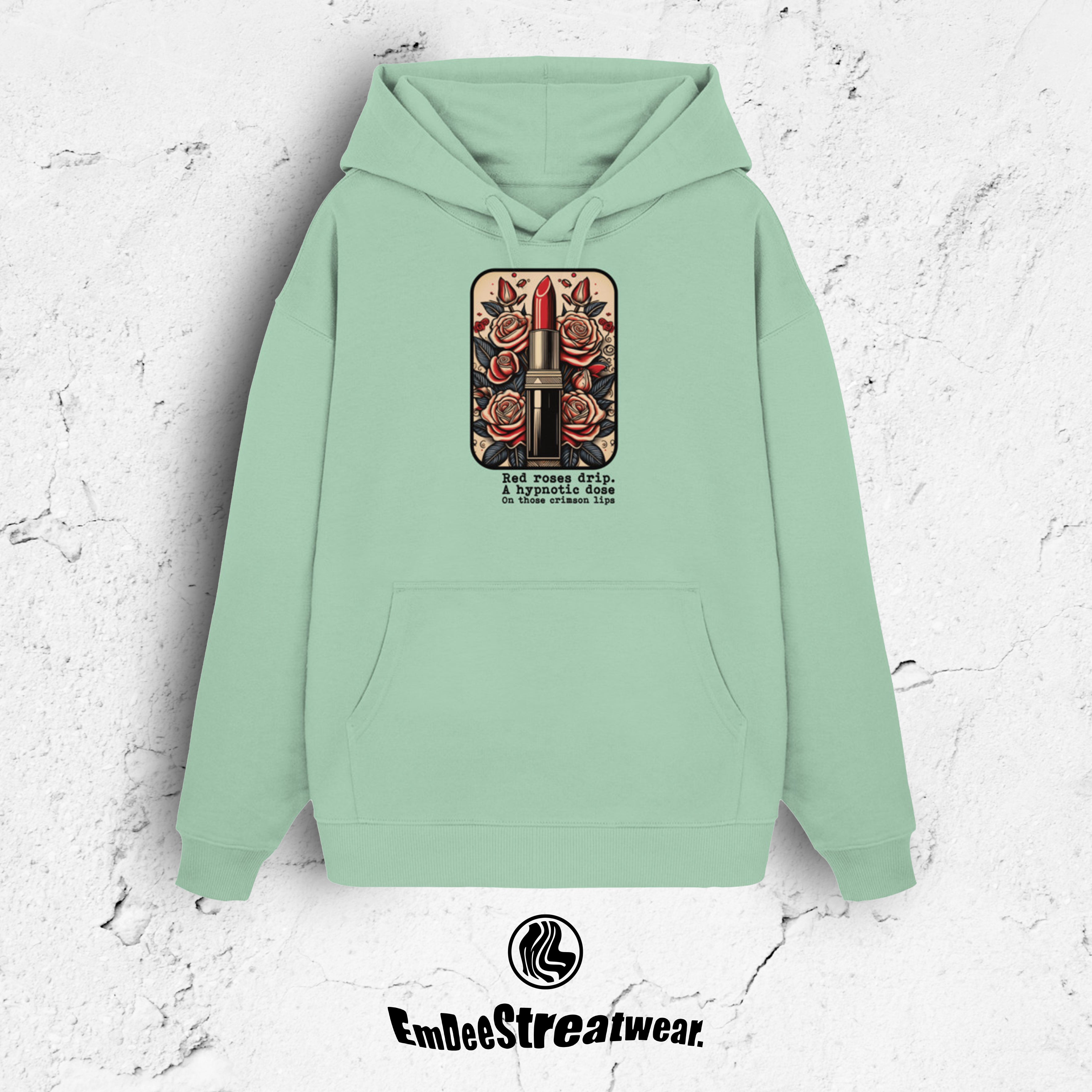 Crimson Lips  - Unisex Oversized Organic Hoodie