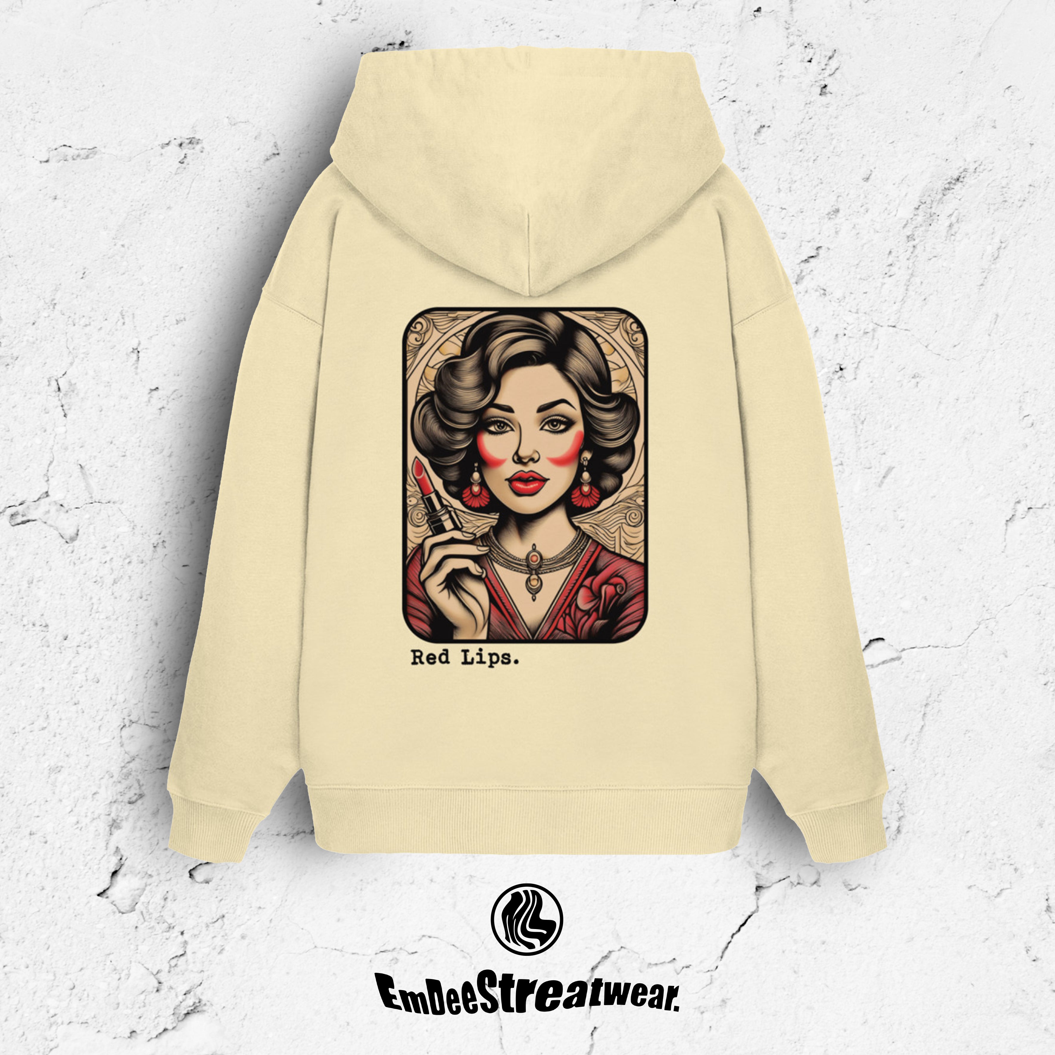 Crimson Lips  - Unisex Oversized Organic Hoodie