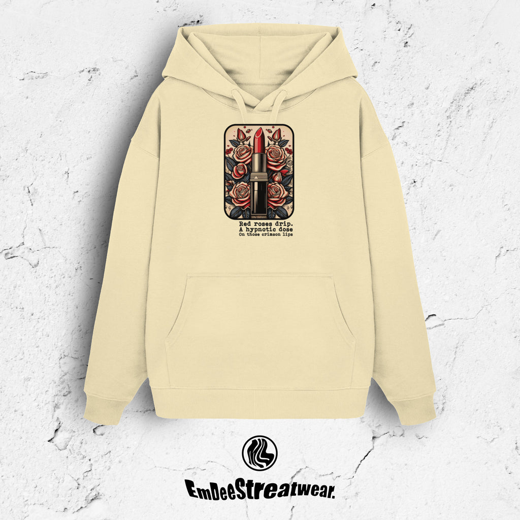 Crimson Lips  - Unisex Oversized Organic Hoodie