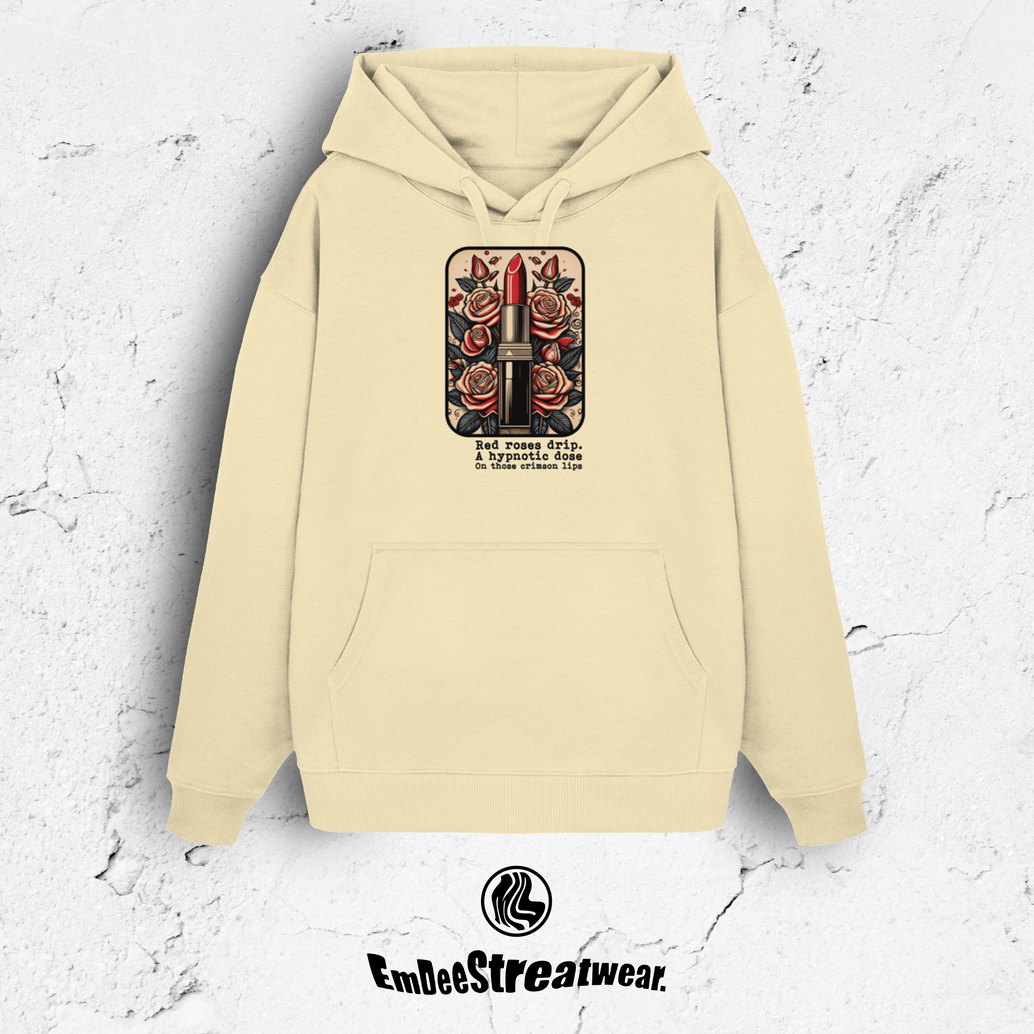 Crimson Lips  - Unisex Oversized Organic Hoodie